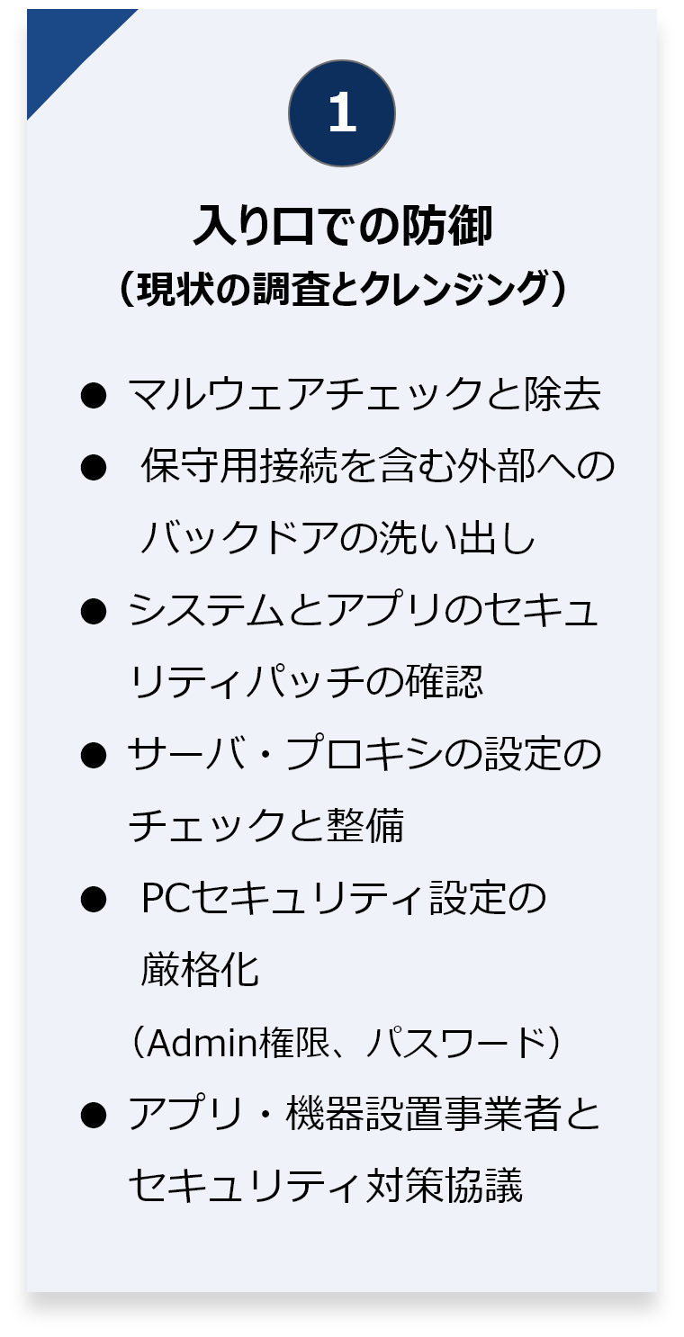 入り口での防御（現状の調査とクレンジング）