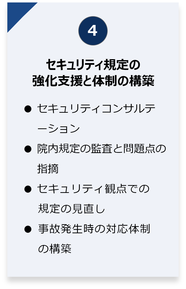 セキュリティ規定の強化支援と体制の構築